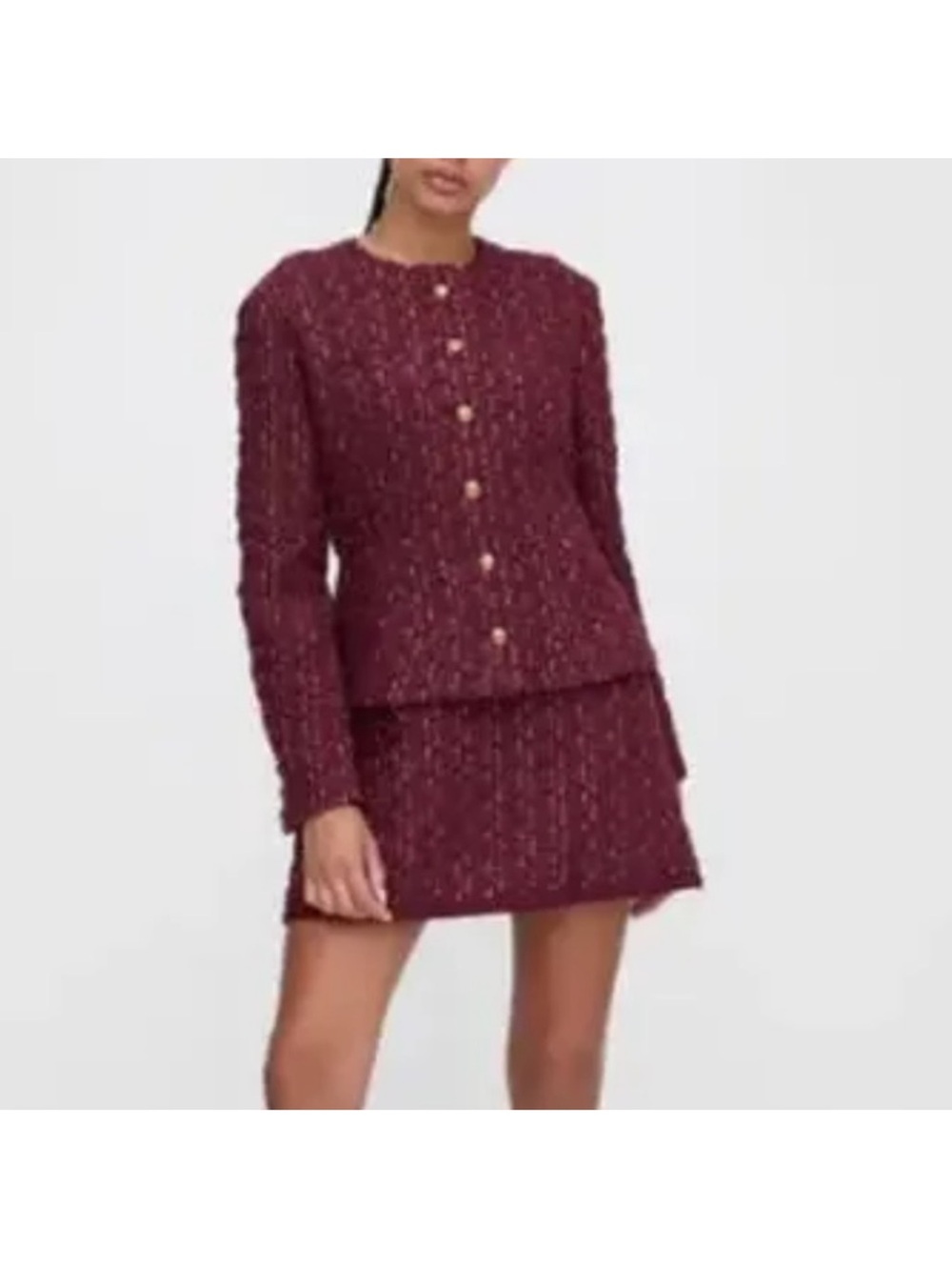 NWT Hill House The Valentina Jacket Tweed Blazer Burgundy Size XL - Picture 2 of 11